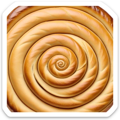 Cinematic delicate escargot pastry, spiral shape with layers of buttery dough, caramelized edges, rich golden-brown tones, elegant and inviting. sticker