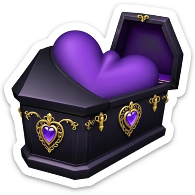 heart with purple gothic black coffin sticker