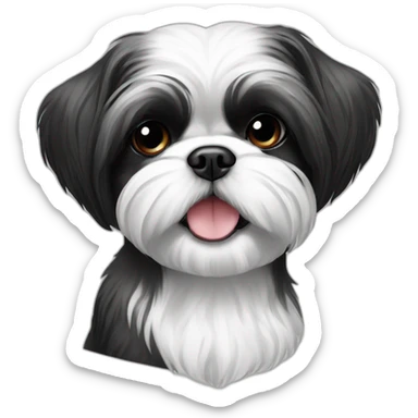 shih tzu dog black and white sticker