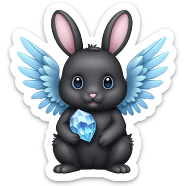 Black bunny with wings and cristals sticker