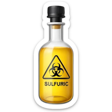 sulfuric acid, hazard sign on the bottle sticker
