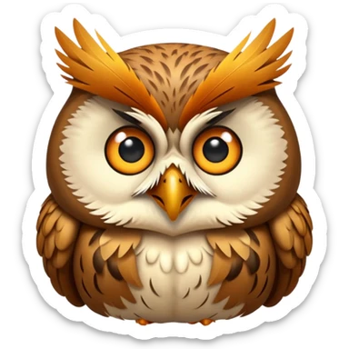 owl shocked expression feathers puffed sticker