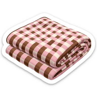 Folded brown and baby pink checkered blankets sticker