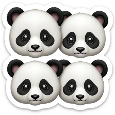 I want 3 panda emojis. One facing right, next one right going up, next one right going down sticker