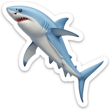 Un tiburón azul parado en dos pata con unas nike azul clarito sticker