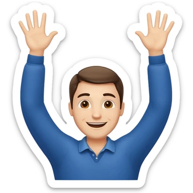 happy dad raising arms sticker