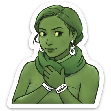 woman choking with crossed hands on neck sticker