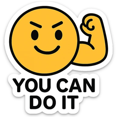 flat toon style motivational emoji, simple and bold sticker