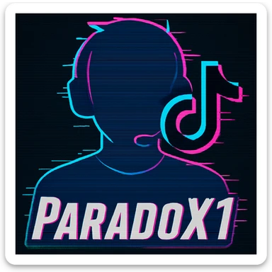 Add the TikTok icon to this ParadoX1 profile icon, keeping the glitch effect and modern streamer vibe sticker