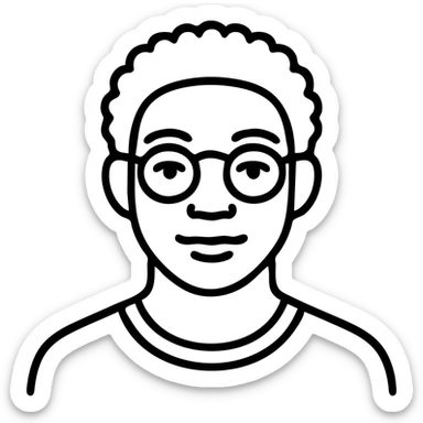 Make the Black person look younger while keeping the hand drawn outline style with no fill and no background. sticker