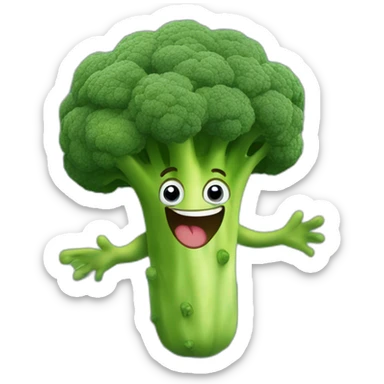 Happy broccoli jumping on a trampoline sticker