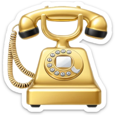 One single shiny Gold and black phone icon, png, no background, no border sticker