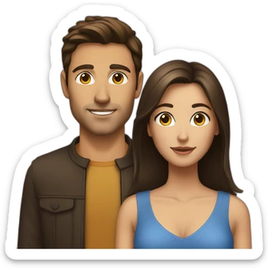 A brunette woman with an brunette man  sticker