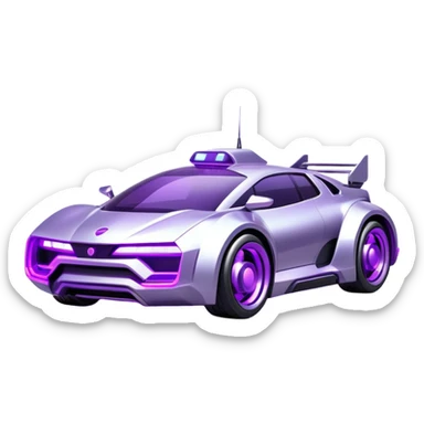 futuristic silver and purple cyberpunk car sticker
