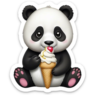 Panda eating ice cream sticker