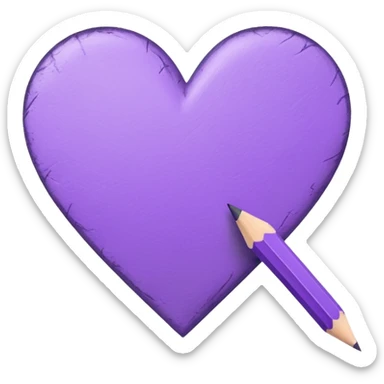 paper with Hand drawn purple heart outline with pencil sticker