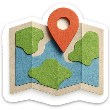map with layered paper textures sticker