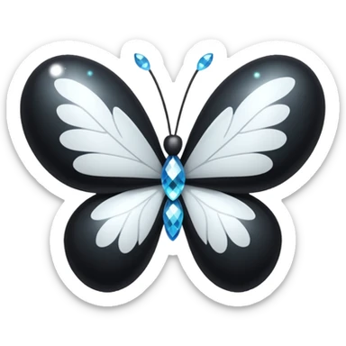 black heart with a white butterfly-style bow with sparkles sticker