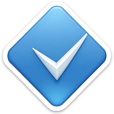 Make a symbol with a tilted blue colored square with a tick mark inside it in the middle. Make the edge of the square sharp. sticker
