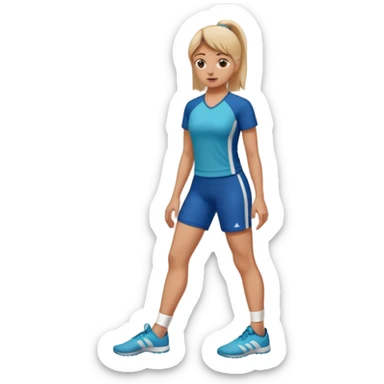 A women standing with her fot and big toe pressed against a wall, facing the wall, for rehab purposes sticker