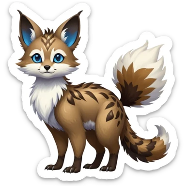 Epic Feral Rare Fantasy shiny cool fluffy Vernid-Trico-species-hybrid-animal by LiLaiRa, random markings, tufted tail, tufted ears, full body sticker