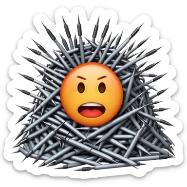 Mad emoji face as a pile of nails sticker