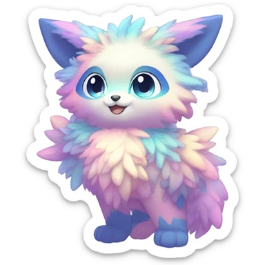 Shiny Sparkly Colorful Fluffy beautiful fantasy Kawaii Ethereal Anthro Sona Fakemon-animal Full Body sticker