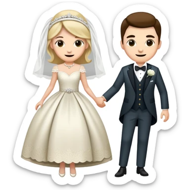 Person in fancy clothes sneaking into a wedding ceremony with a mischievous grin, uninvited guest sticker