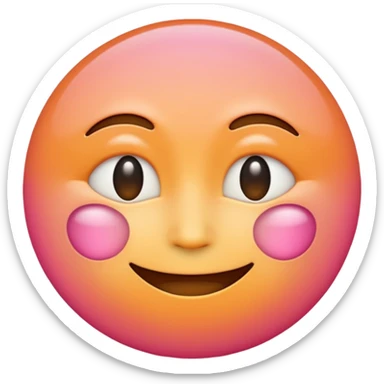 minimalist illustration of a warm glowing emoji face representing anonymous emotional connection. soft orange-pink gradient, gentle smile, organic round form, light diffusion, sense of warmth and intimacy, subtle glow around the edges, smooth and friendly aesthetic. sticker