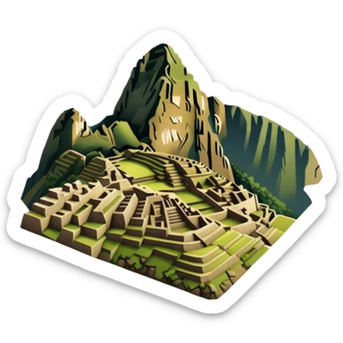 Machu Picchu with subdued earthy tones, not bright sticker