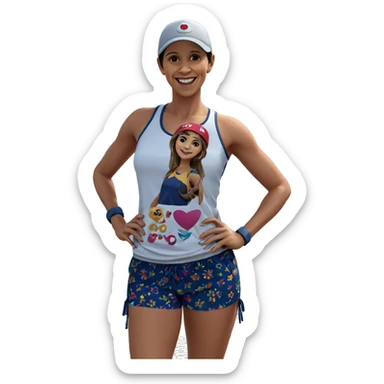 smiling girl on beach day sticker