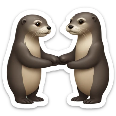 two otters holding hands sticker