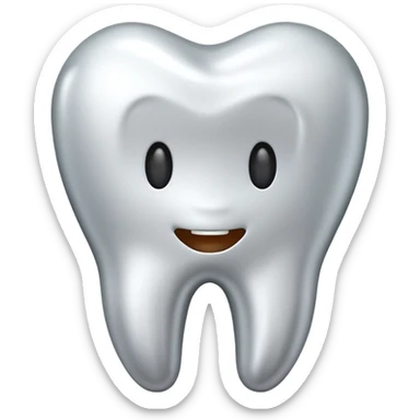 human tooth emoji, smooth chrome ceramic-metal texture, clean medical luxury aesthetic, isolated on white, no face sticker