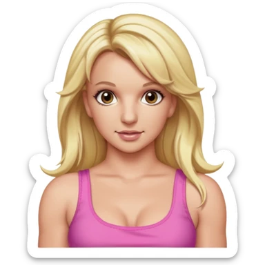 Britney Spears with long blonde hair, pink crop top sticker