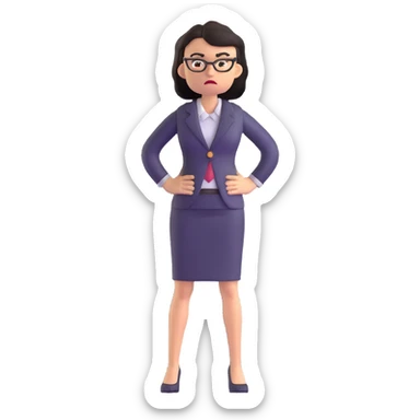 full body angry profesora without glasses with hands on hips sticker