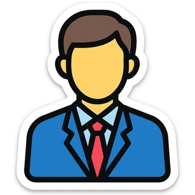 business man icon, simple and professional, colored sticker