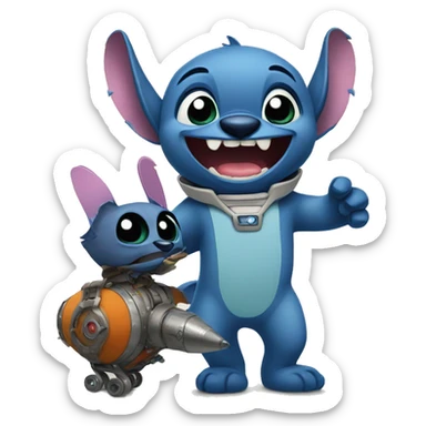 Stitch and rocket sticker