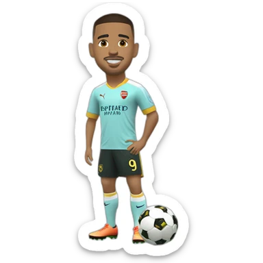 gabriel jesus atacante do arsenal fc com uma bola de futebol sticker