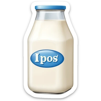 Vintage glass milk container of white milk sticker