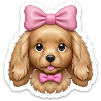 beige cocker spaniel with a pink bow sticker