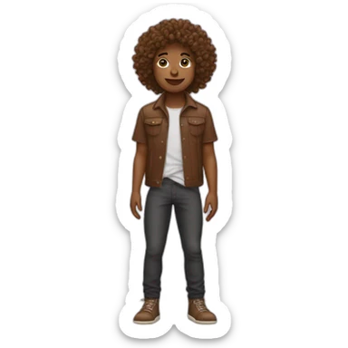 brown skin with curly mix music sticker