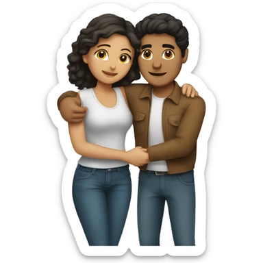 Couple hugging each other, Hispanic male and female sticker