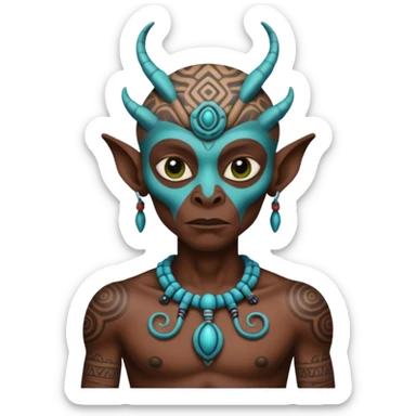 alien mayan ancient with tatooed sticker