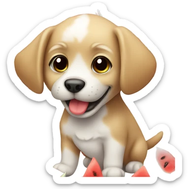 cute puppy with watermelon  sticker