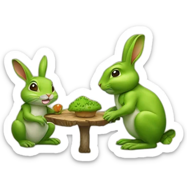 Lapin et une grenouille qui se font un câlin et la grenouille a un champignon sur la 5 sticker