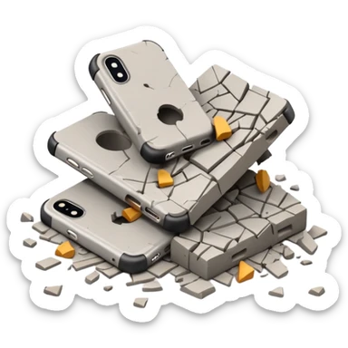 3D iPhone style emoji of debris and ruins, broken pieces of concrete and metal scattered, chaotic structure, isolated on white background, soft shadows, high detail, playful and cute. sticker