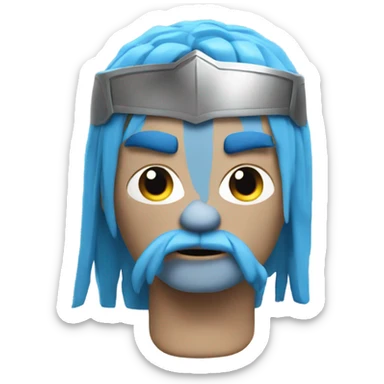 3d render Thor emoji blue hair face  sticker