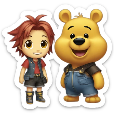 winnie the pooh meets sora from kingdom hearts sticker
