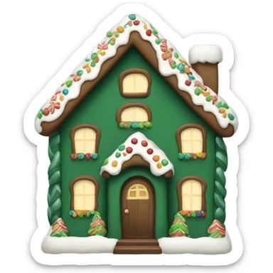 Cosy dark green gingerbread house  sticker
