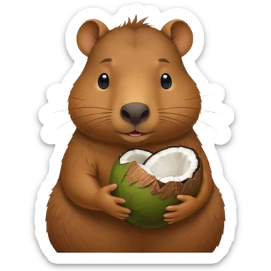 capybara with coconut shell  sticker